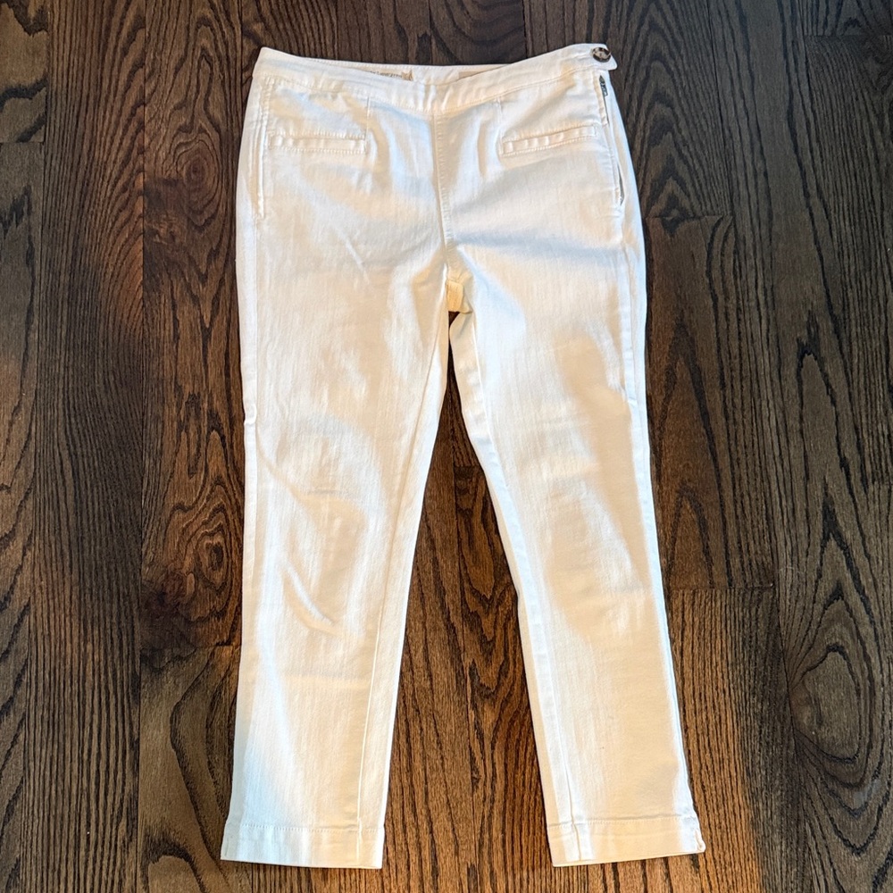 Pilcro and the Letterpress Cream High-Rise Denim Leggings